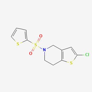 molecular formula C11H10ClNO2S3 B2626906 2-Chloro-5-(thiophen-2-ylsulfonyl)-4,5,6,7-tetrahydrothieno[3,2-c]pyridine CAS No. 2176270-77-0
