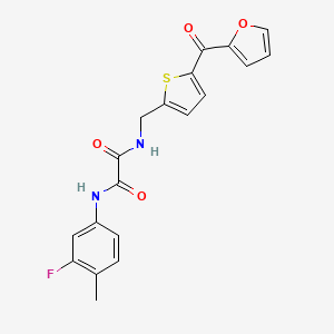 molecular formula C19H15FN2O4S B2626924 N'-(3-fluoro-4-methylphenyl)-N-{[5-(furan-2-carbonyl)thiophen-2-yl]methyl}ethanediamide CAS No. 1797964-57-8