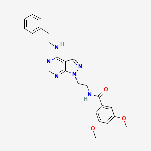 molecular formula C24H26N6O3 B2626926 3,5-dimethoxy-N-(2-(4-(phenethylamino)-1H-pyrazolo[3,4-d]pyrimidin-1-yl)ethyl)benzamide CAS No. 1171549-30-6