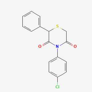 molecular formula C16H12ClNO2S B2626932 4-(4-Chlorophenyl)-2-phenylthiomorpholine-3,5-dione CAS No. 339098-31-6