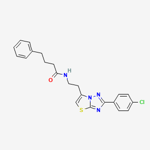 molecular formula C22H21ClN4OS B2626934 N-(2-(2-(4-chlorophenyl)thiazolo[3,2-b][1,2,4]triazol-6-yl)ethyl)-4-phenylbutanamide CAS No. 894026-99-4