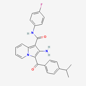 molecular formula C25H22FN3O2 B2626939 2-amino-N-(4-fluorophenyl)-3-(4-isopropylbenzoyl)indolizine-1-carboxamide CAS No. 903346-03-2