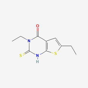 molecular formula C10H12N2OS2 B2626944 3,6-diethyl-2-mercaptothieno[2,3-d]pyrimidin-4(3H)-one CAS No. 744242-07-7