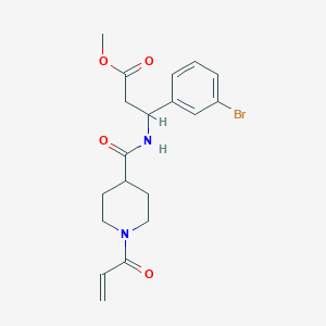 molecular formula C19H23BrN2O4 B2626952 Methyl 3-(3-bromophenyl)-3-[(1-prop-2-enoylpiperidine-4-carbonyl)amino]propanoate CAS No. 2361702-83-0