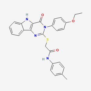 molecular formula C27H24N4O3S B2626953 2-((3-(4-ethoxyphenyl)-4-oxo-4,5-dihydro-3H-pyrimido[5,4-b]indol-2-yl)thio)-N-(p-tolyl)acetamide CAS No. 536708-32-4