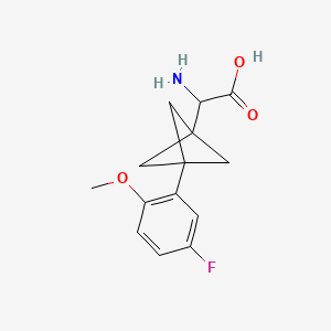 molecular formula C14H16FNO3 B2626954 2-Amino-2-[3-(5-fluoro-2-methoxyphenyl)-1-bicyclo[1.1.1]pentanyl]acetic acid CAS No. 2287260-10-8