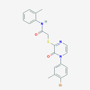 molecular formula C20H18BrN3O2S B2626956 2-((4-(4-bromo-3-methylphenyl)-3-oxo-3,4-dihydropyrazin-2-yl)thio)-N-(o-tolyl)acetamide CAS No. 899988-06-8