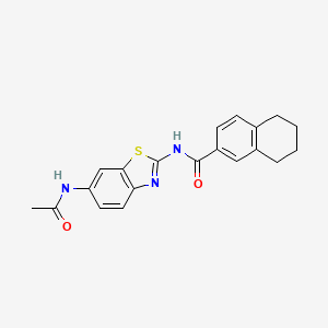 molecular formula C20H19N3O2S B2626980 N-(6-acetamido-1,3-benzothiazol-2-yl)-5,6,7,8-tetrahydronaphthalene-2-carboxamide CAS No. 681167-32-8