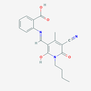 B2626986 (Z)-2-(((1-butyl-5-cyano-4-methyl-2,6-dioxo-1,6-dihydropyridin-3(2H)-ylidene)methyl)amino)benzoic acid CAS No. 883278-88-4