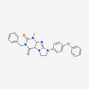 molecular formula C27H23N5O3 B2626988 3-benzyl-1-methyl-8-(4-phenoxyphenyl)-1H,2H,3H,4H,6H,7H,8H-imidazo[1,2-g]purine-2,4-dione CAS No. 893954-85-3