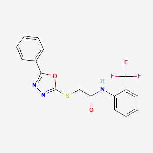 2-((5-phenyl-1,3,4-oxadiazol-2-yl)thio)-N-(2-(trifluoromethyl)phenyl)acetamide