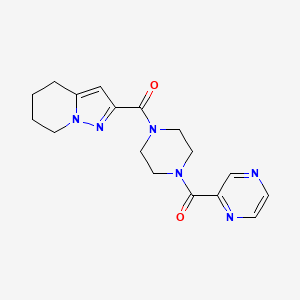 molecular formula C17H20N6O2 B2626998 Pyrazin-2-yl(4-(4,5,6,7-tetrahydropyrazolo[1,5-a]pyridine-2-carbonyl)piperazin-1-yl)methanone CAS No. 2034338-57-1