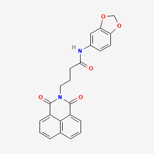 molecular formula C23H18N2O5 B2627013 N-(2H-1,3-benzodioxol-5-yl)-4-{2,4-dioxo-3-azatricyclo[7.3.1.0^{5,13}]trideca-1(12),5,7,9(13),10-pentaen-3-yl}butanamide CAS No. 442557-49-5