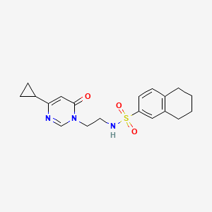 molecular formula C19H23N3O3S B2627016 N-(2-(4-cyclopropyl-6-oxopyrimidin-1(6H)-yl)ethyl)-5,6,7,8-tetrahydronaphthalene-2-sulfonamide CAS No. 2034537-06-7