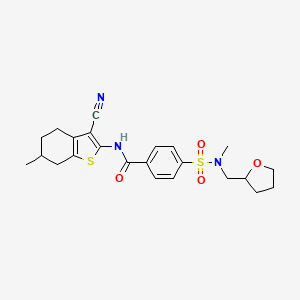 molecular formula C23H27N3O4S2 B2627018 N-(3-cyano-6-methyl-4,5,6,7-tetrahydrobenzo[b]thiophen-2-yl)-4-(N-methyl-N-((tetrahydrofuran-2-yl)methyl)sulfamoyl)benzamide CAS No. 868676-26-0