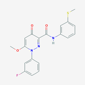 molecular formula C19H16FN3O3S B2627029 1-(3-fluorophenyl)-6-methoxy-N~3~-[3-(methylsulfanyl)phenyl]-4-oxo-1,4-dihydro-3-pyridazinecarboxamide CAS No. 1251575-92-4