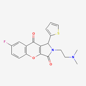 molecular formula C19H17FN2O3S B2627033 2-(2-(Dimethylamino)ethyl)-7-fluoro-1-(thiophen-2-yl)-1,2-dihydrochromeno[2,3-c]pyrrole-3,9-dione CAS No. 874807-17-7
