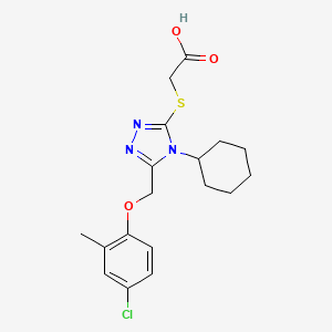 molecular formula C18H22ClN3O3S B2627034 2-{[5-(4-chloro-2-methylphenoxymethyl)-4-cyclohexyl-4H-1,2,4-triazol-3-yl]sulfanyl}acetic acid CAS No. 851468-07-0