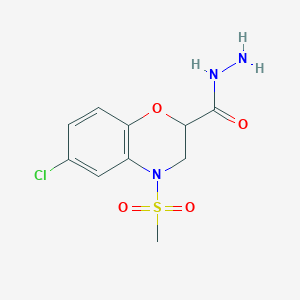 6-chloro-4-(methylsulfonyl)-3,4-dihydro-2H-1,4-benzoxazine-2-carbohydrazide