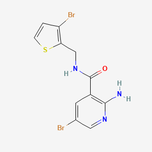 2-amino-5-bromo-N-[(3-bromothiophen-2-yl)methyl]pyridine-3-carboxamide