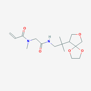 molecular formula C16H26N2O5 B2627064 N-Methyl-N-[2-[[2-methyl-2-(1,4,7-trioxaspiro[4.4]nonan-9-yl)propyl]amino]-2-oxoethyl]prop-2-enamide CAS No. 2361735-62-6