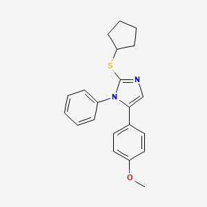 molecular formula C21H22N2OS B2627072 2-(cyclopentylthio)-5-(4-methoxyphenyl)-1-phenyl-1H-imidazole CAS No. 1207020-07-2