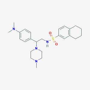 molecular formula C25H36N4O2S B2627120 N-{2-[4-(dimethylamino)phenyl]-2-(4-methylpiperazin-1-yl)ethyl}-5,6,7,8-tetrahydronaphthalene-2-sulfonamide CAS No. 946316-94-5
