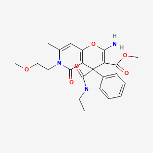 molecular formula C23H25N3O6 B2627152 Methyl 2'-amino-1-ethyl-6'-(2-methoxyethyl)-7'-methyl-2,5'-dioxo-1,2,5',6'-tetrahydrospiro[indole-3,4'-pyrano[3,2-c]pyridine]-3'-carboxylate CAS No. 873571-50-7