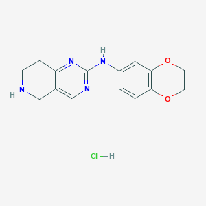 molecular formula C15H17ClN4O2 B2627183 N-(2,3-Dihydro-1,4-benzodioxin-6-yl)-5,6,7,8-tetrahydropyrido[4,3-d]pyrimidin-2-amine;hydrochloride CAS No. 1216858-24-0