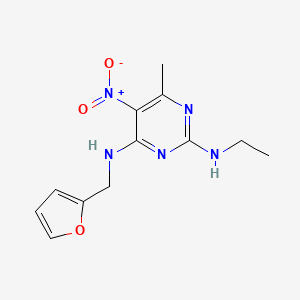 molecular formula C12H15N5O3 B2627210 N2-ethyl-N4-(furan-2-ylmethyl)-6-methyl-5-nitropyrimidine-2,4-diamine CAS No. 1286717-70-1