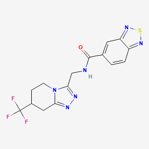 molecular formula C15H13F3N6OS B2627220 N-((7-(trifluoromethyl)-5,6,7,8-tetrahydro-[1,2,4]triazolo[4,3-a]pyridin-3-yl)methyl)benzo[c][1,2,5]thiadiazole-5-carboxamide CAS No. 2034381-59-2