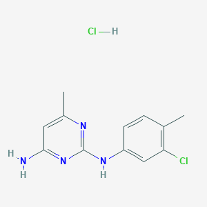 molecular formula C12H14Cl2N4 B2627221 N2-(3-chloro-4-methylphenyl)-6-methylpyrimidine-2,4-diamine hydrochloride CAS No. 1396709-10-6