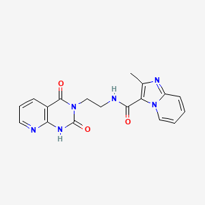 molecular formula C18H16N6O3 B2627222 N-(2-(2,4-dioxo-1,2-dihydropyrido[2,3-d]pyrimidin-3(4H)-yl)ethyl)-2-methylimidazo[1,2-a]pyridine-3-carboxamide CAS No. 2034504-42-0