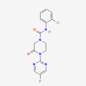 molecular formula C15H13ClFN5O2 B2627242 N-(2-Chlorophenyl)-4-(5-fluoropyrimidin-2-yl)-3-oxopiperazine-1-carboxamide CAS No. 2310096-65-0