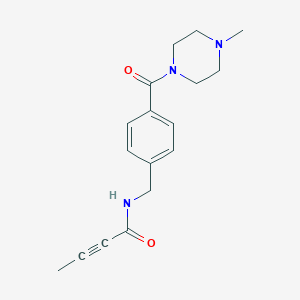 molecular formula C17H21N3O2 B2627244 N-[[4-(4-Methylpiperazine-1-carbonyl)phenyl]methyl]but-2-ynamide CAS No. 2411278-32-3