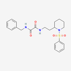 molecular formula C22H27N3O4S B2627284 N-{2-[1-(benzenesulfonyl)piperidin-2-yl]ethyl}-N'-benzylethanediamide CAS No. 898413-11-1