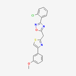 molecular formula C19H14ClN3O2S B2627291 3-(2-Chlorophenyl)-5-{[4-(3-methoxyphenyl)-1,3-thiazol-2-yl]methyl}-1,2,4-oxadiazole CAS No. 1112450-40-4