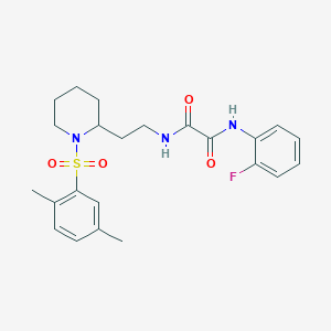 molecular formula C23H28FN3O4S B2627293 N-{2-[1-(2,5-dimethylbenzenesulfonyl)piperidin-2-yl]ethyl}-N'-(2-fluorophenyl)ethanediamide CAS No. 898461-24-0