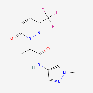 molecular formula C12H12F3N5O2 B2627298 N-(1-methyl-1H-pyrazol-4-yl)-2-[6-oxo-3-(trifluoromethyl)-1,6-dihydropyridazin-1-yl]propanamide CAS No. 2380181-18-8