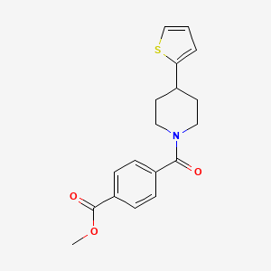 molecular formula C18H19NO3S B2627369 Methyl 4-(4-(thiophen-2-yl)piperidine-1-carbonyl)benzoate CAS No. 1396749-32-8
