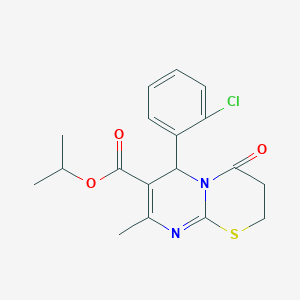 molecular formula C18H19ClN2O3S B2627396 propan-2-yl 6-(2-chlorophenyl)-8-methyl-4-oxo-2H,3H,4H,6H-pyrimido[2,1-b][1,3]thiazine-7-carboxylate CAS No. 608494-14-0