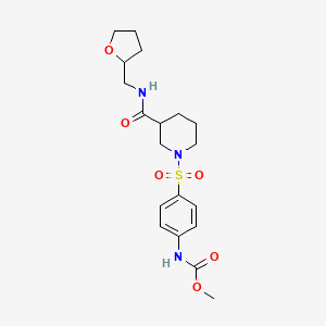 molecular formula C19H27N3O6S B2627442 Methyl (4-((3-(((tetrahydrofuran-2-yl)methyl)carbamoyl)piperidin-1-yl)sulfonyl)phenyl)carbamate CAS No. 326866-21-1