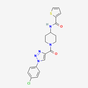 molecular formula C19H18ClN5O2S B2627450 N-(1-(1-(4-chlorophenyl)-1H-1,2,3-triazole-4-carbonyl)piperidin-4-yl)thiophene-2-carboxamide CAS No. 1251696-23-7