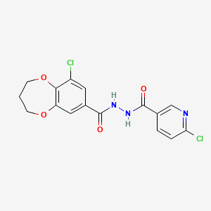 9-chloro-N'-(6-chloropyridine-3-carbonyl)-3,4-dihydro-2H-1,5-benzodioxepine-7-carbohydrazide