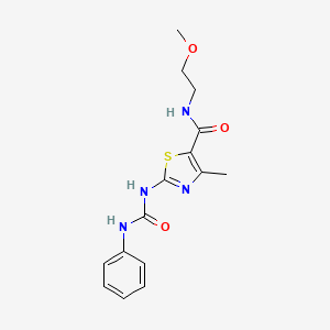 molecular formula C15H18N4O3S B2627469 N-(2-methoxyethyl)-4-methyl-2-(3-phenylureido)thiazole-5-carboxamide CAS No. 942010-31-3