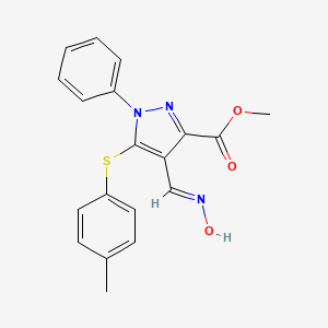 molecular formula C19H17N3O3S B2627495 methyl 4-[(hydroxyimino)methyl]-5-[(4-methylphenyl)sulfanyl]-1-phenyl-1H-pyrazole-3-carboxylate CAS No. 318238-01-6
