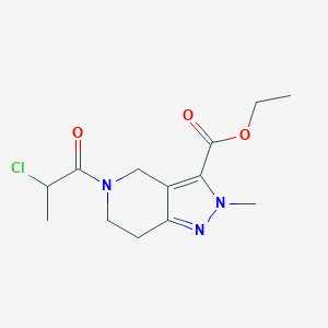 molecular formula C13H18ClN3O3 B2627509 ethyl 5-(2-chloropropanoyl)-2-methyl-2H,4H,5H,6H,7H-pyrazolo[4,3-c]pyridine-3-carboxylate CAS No. 1786376-88-2