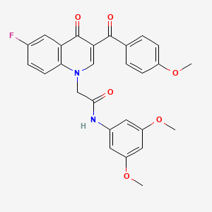 molecular formula C27H23FN2O6 B2627535 N-(3,5-dimethoxyphenyl)-2-[6-fluoro-3-(4-methoxybenzoyl)-4-oxo-1,4-dihydroquinolin-1-yl]acetamide CAS No. 866348-62-1
