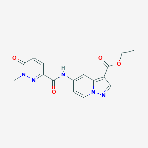 molecular formula C16H15N5O4 B2627537 ethyl 5-(1-methyl-6-oxo-1,6-dihydropyridazine-3-amido)pyrazolo[1,5-a]pyridine-3-carboxylate CAS No. 1396813-77-6