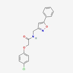 molecular formula C18H15ClN2O3 B2627554 2-(4-chlorophenoxy)-N-[(5-phenyl-1,2-oxazol-3-yl)methyl]acetamide CAS No. 946340-15-4